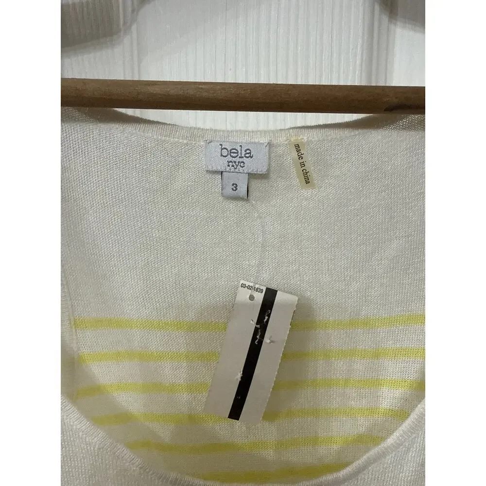 NWT Bela NYC Linen Blend Yellow & White Striped Tank, 3 (XS)